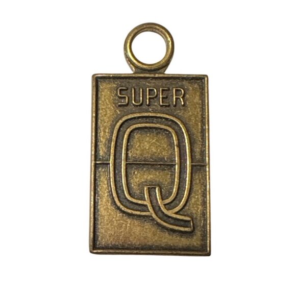 Super Q Vintage Brass Rectangular Pendant Charm With Loop - Picture 1 of 3